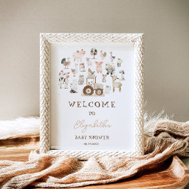 Póster Bienvenidos a Cute Farm Animals Barnyard Baby Show