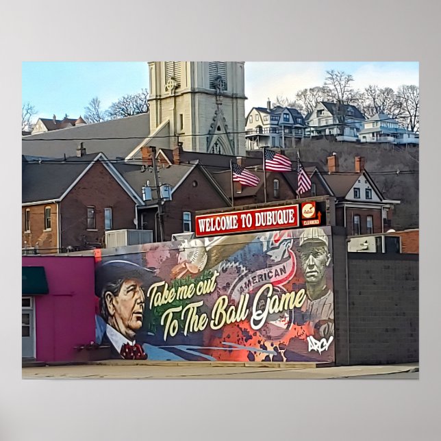 Póster Bienvenidos a Dubuque, recuerdo de Iowa Keepsake (Frente)