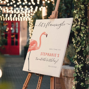 Póster Bienvenidos a Flamingle Tropical Birthday Party