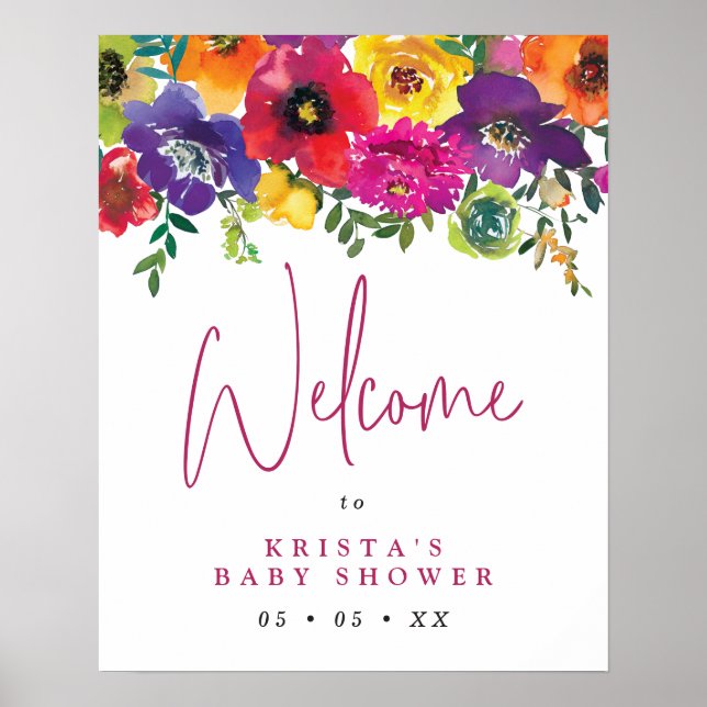 Póster Bienvenidos a Floral Fiesta Baby Shower (Frente)