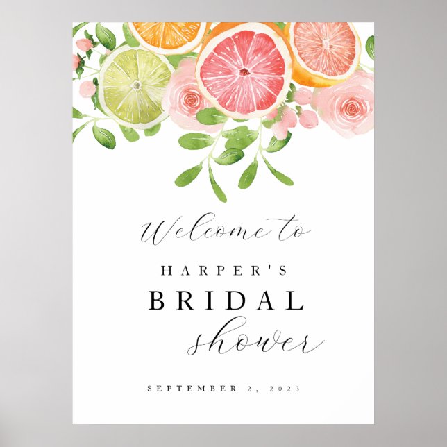 Póster Bienvenidos a Flores Brillantes y Ducha Bridal Cit (Frente)