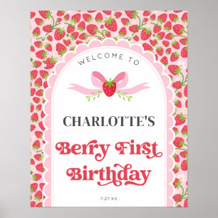 Póster Bienvenidos a Fresa Berry 1er cumpleaños 16x20