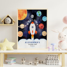 Póster Bienvenidos a Galaxy Planets y Stars Space Rocket