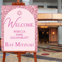 Póster Bienvenidos a Glam Pink Elegant Moda Bat Mitzvah