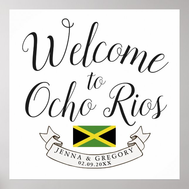 Póster Bienvenidos a Jamaica | Personalizado de bodas de  (Frente)