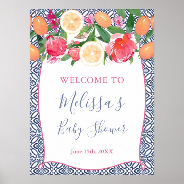 Póster Bienvenidos a Kumquat Citrus Peonies, Baldosas Esp (Frente)