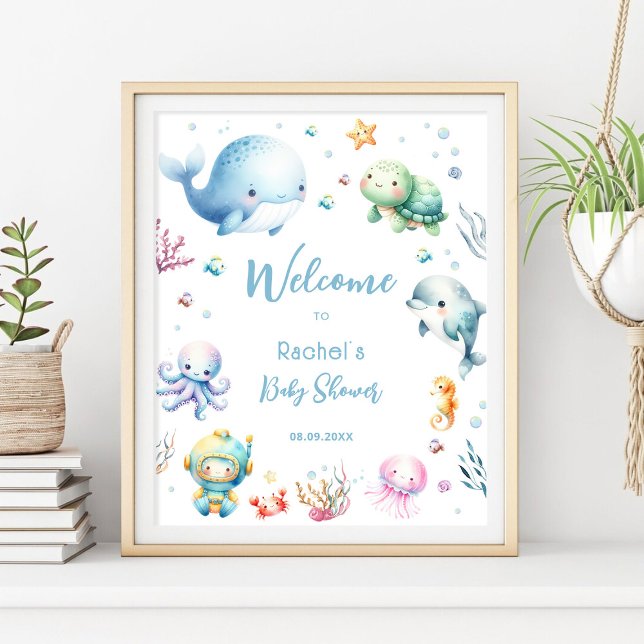 Póster Bienvenidos A La Baby Shower De Cute Under Sea Blu (Subido por el creador)