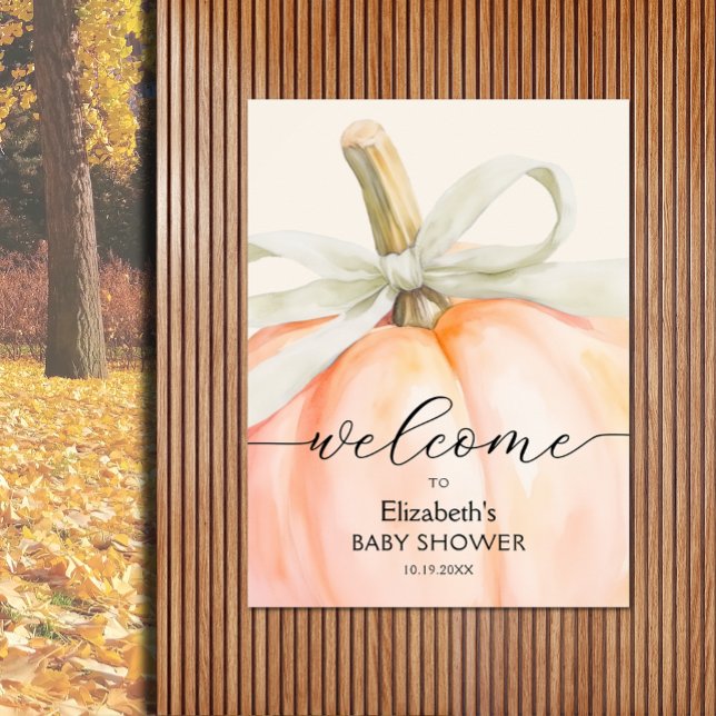 Póster Bienvenidos a la Baby Shower de la calabaza de mar (Baby shower pumpkin welcome poster, PRINTED and/or INSTANT DOWNLOAD, choose size when ordering)