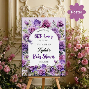 Póster Bienvenidos a la Baby Shower de Little Honey Purpl