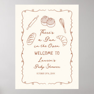 Póster Bienvenidos a la Baby Shower de un bollo en la Pan