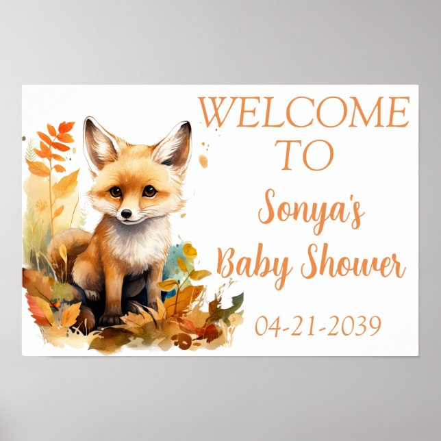 Póster Bienvenidos a la Baby Shower Floral de Woodland Fo (Frente)
