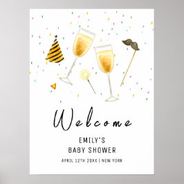 Póster Bienvenidos a la Baby Shower Sprinkle Champagne
