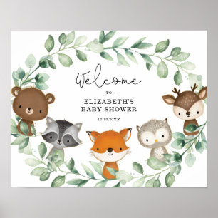 Póster Bienvenidos a la Bienvenida del Bebé Wreath Woodla