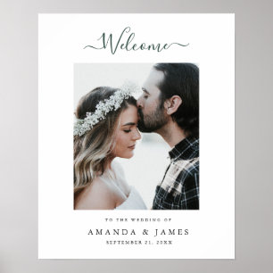 Póster Bienvenidos a la Boda de Fotos con Guión Verde