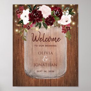 Póster Bienvenidos a la boda de la boda de la floral de M