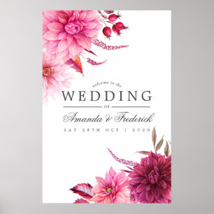 Póster Bienvenidos a la boda de otoño en Borgoña y Rubor