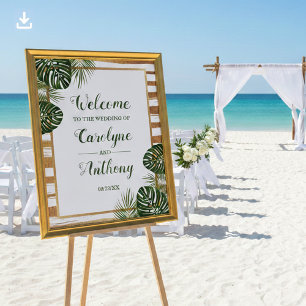 Póster Bienvenidos a la Boda de Relieve metalizado dorado
