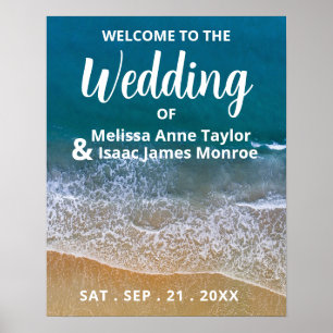 Póster Bienvenidos a la Boda del Mar Azul