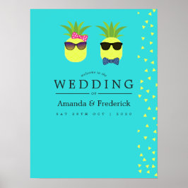 Póster Bienvenidos a la Boda Turquesa y Limón de Verano
