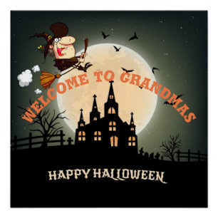 Póster Bienvenidos A La Bruja De Halloween De Abuelas