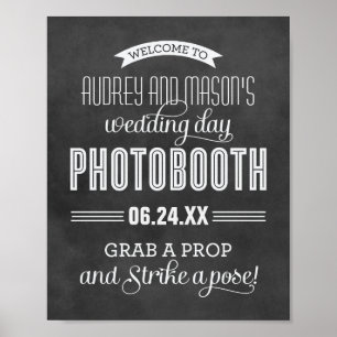Póster Bienvenidos a la cabina de Boda con micrófono negr