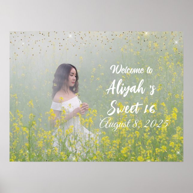 Póster Bienvenidos a la celebración de Sweet 16 (Frente)