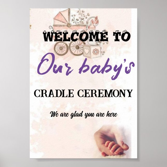 Póster Bienvenidos a la ceremonia de cuna de nuestro bebé (Frente)