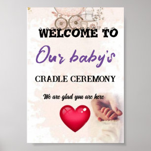 Póster Bienvenidos a la ceremonia de cuna de nuestro bebé