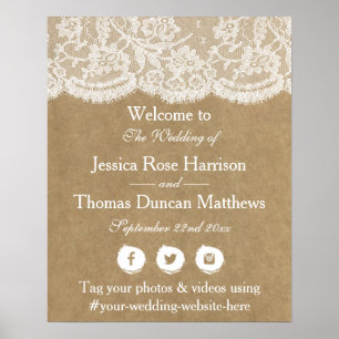 Póster Bienvenidos a la colección de Bodas Kraft & Lace