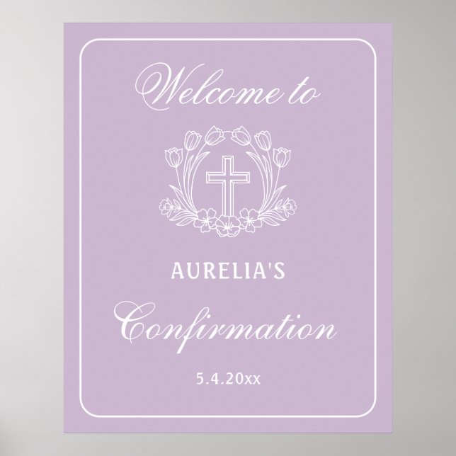 Póster Bienvenidos a la confirmación de la cruz floral si (Frente)