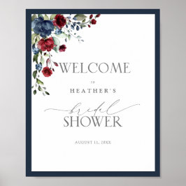 Póster Bienvenidos a la ducha acuática azul de la Marina 