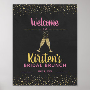 Póster Bienvenidos a la ducha Brunéi y Bubbly Bridal