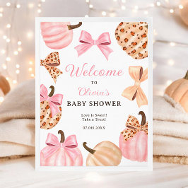 Póster Bienvenidos a la ducha de bebé Coquette Pink Bow