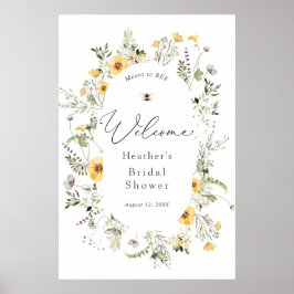 Póster Bienvenidos a la ducha de flores silvestres de Bee