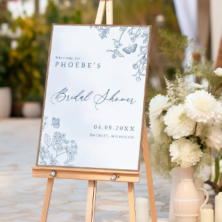 Póster Bienvenidos a la ducha de la novia azul en Chinois