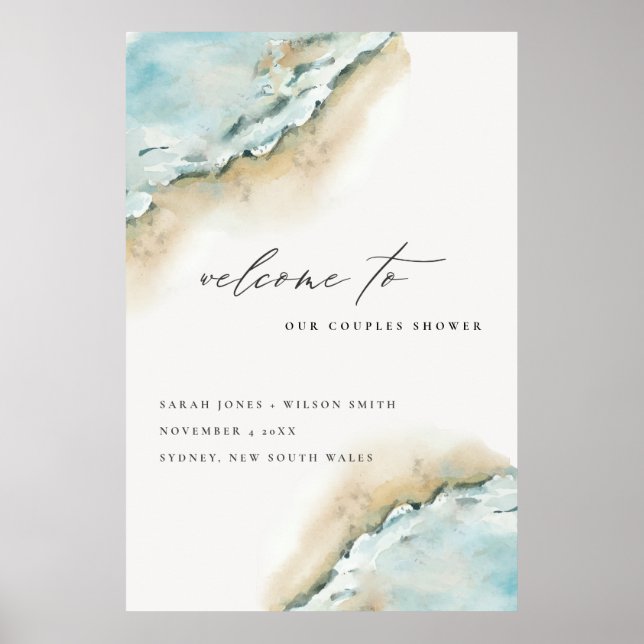 Póster Bienvenidos A La Ducha De Las Parejas De Playa De  (Frente)