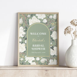 Póster Bienvenidos a la ducha de moda Sage Green Chinoise
