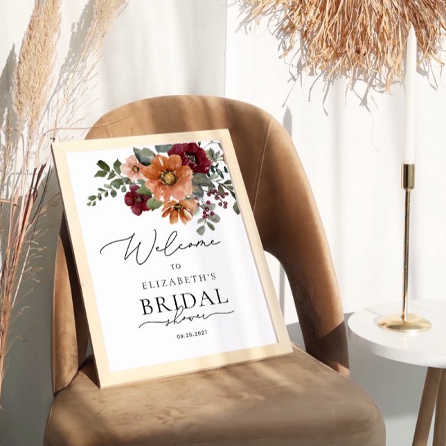 Póster Bienvenidos a la ducha de novia acuarela Floral Bo (Subido por el creador)