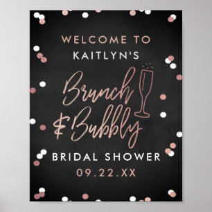 Póster Bienvenidos a la ducha de novia Brunch & Bubbly Co