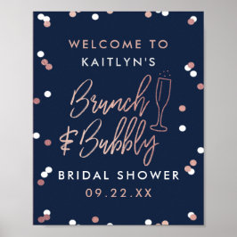 Póster Bienvenidos a la ducha de novia Brunch & Bubbly Co