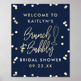 Póster Bienvenidos a la ducha de novia Brunch & Bubbly Co