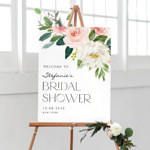 Póster Bienvenidos a la ducha de novia en el jardín acuát