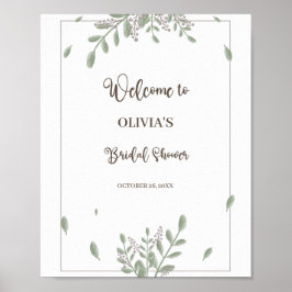 Póster Bienvenidos a la ducha de novia floral de color de