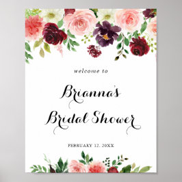 Póster Bienvenidos a la ducha de novia floral de primaver