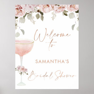 Póster Bienvenidos a la ducha de novia floral de Prosecco