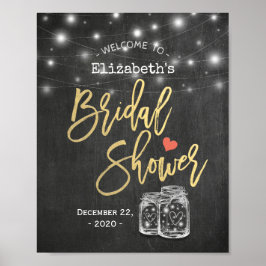 Póster Bienvenidos a la ducha de novia Mason Jar Lights C