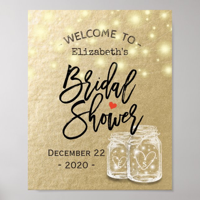 Póster Bienvenidos a la ducha de novia Mason Jar String L (Frente)