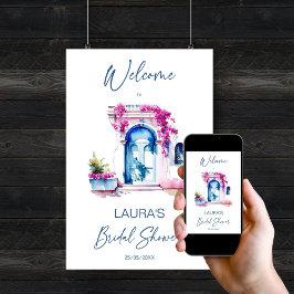 Póster Bienvenidos a la ducha de novia mediterránea en Bo