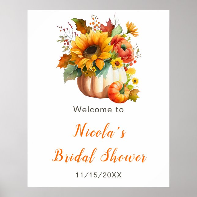 Póster Bienvenidos a la ducha de novias Bouquet de flores (Frente)