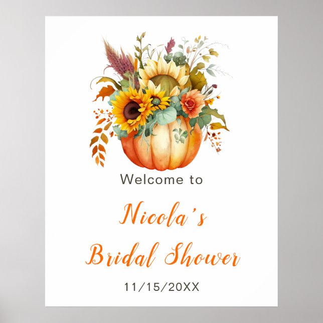 Póster Bienvenidos a la ducha de novias Bouquet de flores (Frente)